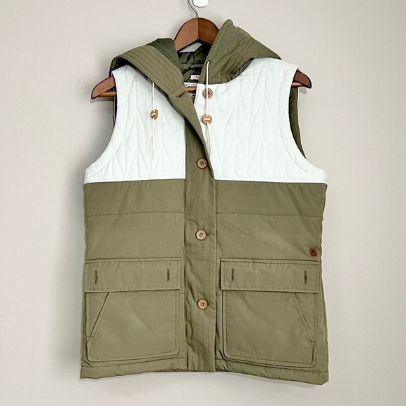 Burton Jackets & Blazers - Burton DryRide Hooded Puffer Vest – Green Full Zip Snowboard Ski Gorpcore M